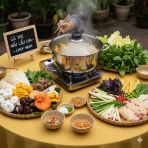 Gà Tre Nấu Lẩu Cua Đồng