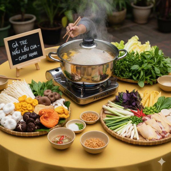 Gà Tre Nấu Lẩu Cua Đồng